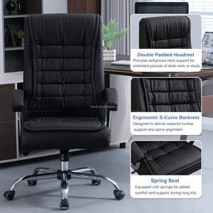 Silla de <span class=keywords><strong>Oficina</strong></span> Ejecutiva Moderna Giratoria de Cuero Sintético, Silla Ejecutiva Cómoda Reclinable con Respaldo Alto para <span class=keywords><strong>Oficina</strong></span> en Casa, <span class=keywords><strong>Poltrona</strong></span> - Product Image 4