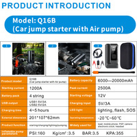 Tragbarer 2500A Spitzenleistungs-Autobatterie-Booster mit Luftpumpe 150PSI für LKW SUV RV Notfallgebrauch