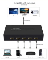 Commutateur KVM métallique 4 ports pour USB 2.0, Hub USB 4x1/2x1, Partage 2-en-1 de Moniteur, Souris, Clavier et Imprimante à 4 Ports