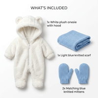 Ensemble d'écharpe, chapeau et gants en peluche en coton PP blanc, jouet en peluche, cadeau personnalisé, 31 cm-50 cm