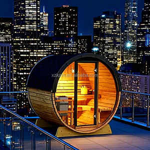 Sauna rond d'extérieur, bien-être, détox, spa, fenêtre panoramique à bulles, sauna en forme de baril, jardin, cour, thérapie - Product Image 1