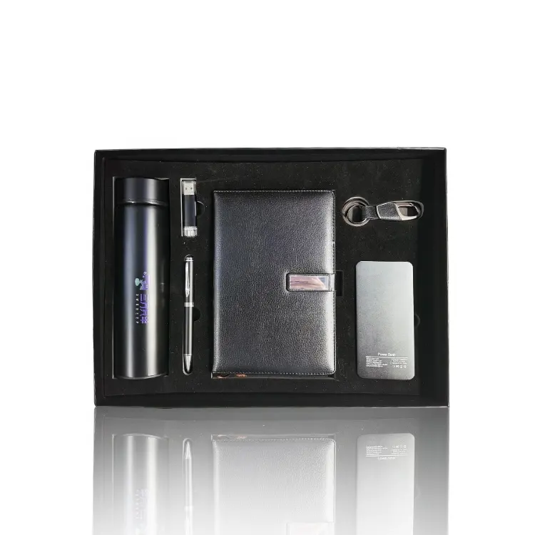 2021 luxury 6 in 1 Business set pen usb notebook thermos flask umbrella with logo soveniers office corporate gifts set