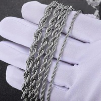 En stock, vente en gros, collier en chaîne torsadée en acier inoxydable plaqué or 18 carats, non ternissant, 3, 4, 5, 6 mm, bijoux pour femmes