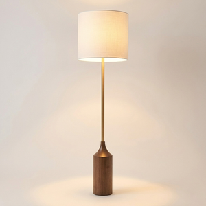 Lampe sur pied LED moderne nordique minimaliste en métal, abat-jour beige, base E26/E27, hauteur réglable, haute luminosité, pour usage hôtelier - Product Image 2