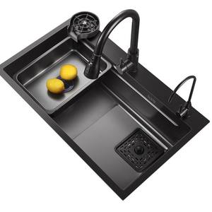 Fregadero de cocina de acero inoxidable 304 con un solo compartimento grande, pantalla digital inteligente y efecto de cascada. - Product Image 3