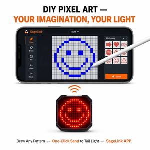 Luz Trasera Inteligente para <span class=keywords><strong>Bicicleta</strong></span>, Tipo C, Control Remoto por Aplicación, Lámpara Trasera con Expresiones Personalizadas, Luz de Advertencia LED Impermeable IP66 para <span class=keywords><strong>Bicicleta</strong></span> de Montaña - Product Image 1
