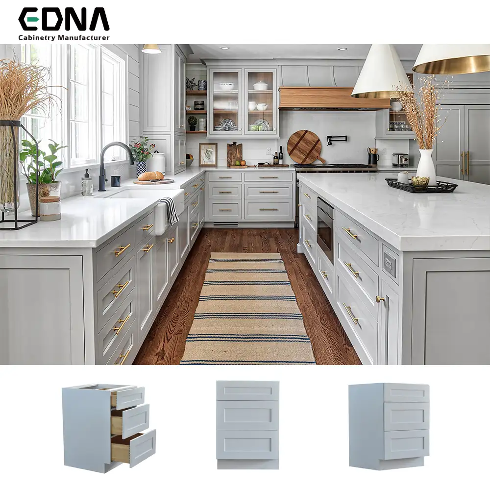 Edna China Commercial Wholesale Wood Furniture Design Modular Kitchen