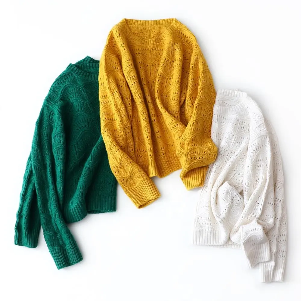 Italian Women Custom Yellow Cashmere Thin Sweater