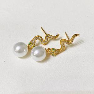 Boucles d'oreilles en argent DIY WENCHI modèle 10812 22449, perles de 9 à 13 mm, bijoux en argent S925, accessoires pour oreilles, perles, design serpent spirituel - Product Image 4