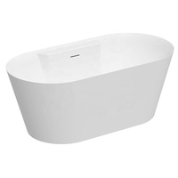 Baignoire ovale autoportante en acrylique blanc brillant de 1,5 m, baignoire profonde moderne avec fonction cascade pour salle de bain