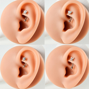 <span class=keywords><strong>Piercing</strong></span> de Titanio F136 con Oro y Circonitas, Diseño de Mariposa y Corazón, Barra Curva para Ceja, Rook, <span class=keywords><strong>Labret</strong></span> <span class=keywords><strong>Vertical</strong></span>, Joyería con Rosca Interna - Product Image 4