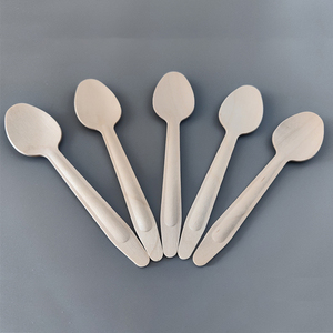 持続可能な環境に優しい製品 テーブルフォークナイフとスプーン トラベルサイズカトラリー 木製使い捨て食器 個包装スプーン - Product Image 5