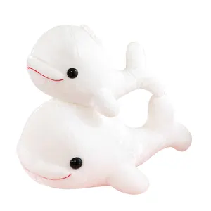 Bantal pelukan lucu kualitas tinggi lembut menggemaskan binatang laut boneka binatang Beluga Paus mewah untuk mainan anak-anak