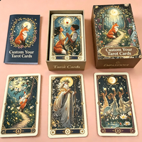 Jeu de tarot OEM personnalisable avec boîte à couvercle rigide, estampage doré, bords dorés, guide inclus pour le jeu et les cadeaux
