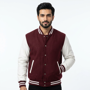 Chaqueta Varsity con Mangas de Cuero Sintético, Diseño Clásico de Dos Tonos, Diseñada para Atletas Universitarios, Personalización Total de la Marca - Product Image 1