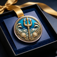Pièce de monnaie commémorative Poseidon Trident Ocean Challenge Coin, vague marine, coquillage, corail, nautique, pièce de collection