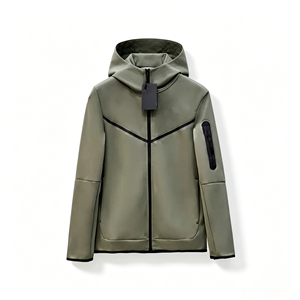 Chaqueta deportiva con cremallera completa para hombre, diseño personalizado, de alta calidad, con capucha de algodón. - Product Image 3