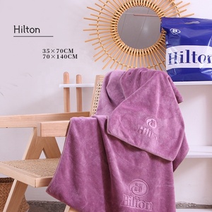 Giá Rẻ <span class=keywords><strong>4</strong></span> Màu Luxury Hilton Coral Fleece Velvet Khách Sạn Cao Cấp Khăn Mặt Khăn Tắm Đặt Cho Người Lớn Và Trẻ Em - Product Image 3