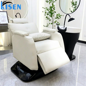 Chaise de lavage de luxe Kisen avec bac en céramique pour salon et salle de bain, structure en acier inoxydable, design écologique - Product Image 1