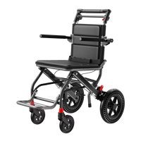 Fauteuil roulant ultra-léger pour adultes et seniors, chaise de transport pliable avec cadre en aluminium à motif carbone