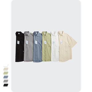 Fabrication lâche Street Style chemises décontractées garçon <span class=keywords><strong>chemise</strong></span> 2021 nouvelle chine pour hommes Hawaii plaine popeline tissu été chemises T court - Product Image 4