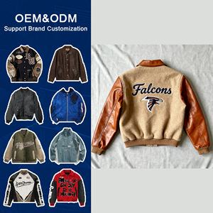 รับผลิตเสื้อแจ็คเก็ต Letterman ปักลายตามสั่ง เสื้อแจ็คเก็ตหนัง Varsity แบบกำหนดเอง เสื้อแจ็คเก็ตหนังสำหรับผู้ชาย - Product Image 4