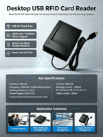 Desktop USB RFID-Kartenleser Plug-and-Play Treiberlos Einstellbares Kartenformat 125KHz EM/13,56MHz IC für Zugangskontrolle und Zeiterfassung