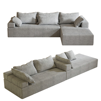 Sofá Cama Seccional en Forma de L/I Estilo Nórdico con Otomana, Combinación Modular, Sofás Modulares, Sofá Largo para Sala de Estar