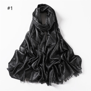 Syal Benang Rayon Emas Warna Solid Populer Selendang Wanita Grosir Jilbab Malaysia Syal Gemerlap - Product Image 4