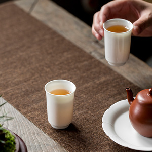 Taza de té de porcelana blanca hecha a mano en Dehua, color sólido, cerámica pura para té Gongfu, uso personal. - Product Image 3