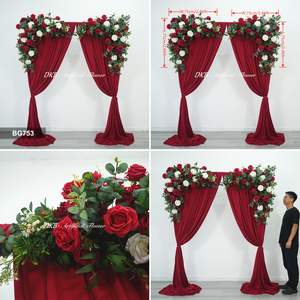 Fondo floral de rosas rojas suaves y realistas de seda artificial hecha a mano, decoración de lujo para el escenario de bodas. - Product Image 3