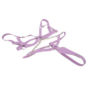 BANSEY Combinaison de bondage érotique violet pastel, chaîne de taille gothique punk, bretelles en fausses perles, dispositif de plaisir pour adultes - Product Image 6