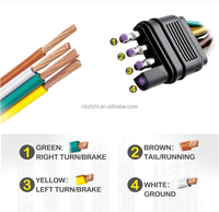 Connecteur d'extrémité de remorque plat 4 voies 18AWG 4 broches prise de faisceau de câblage de remorque avec couvercle anti-poussière prise de lumière de remorque 4 broches