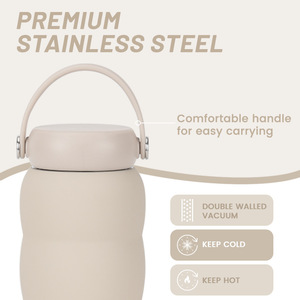 2026 Luxury 600ml 21oz Wavy Stainless Steel Vacuum Bottle Custom Logo <b>Insulated</b> <b>Flask</b> Handle Matte Pastel Eco-Friendly Travel - Product Image 4