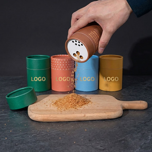 Caja cilíndrica de cartón personalizada con logo a color, apta para alimentos, para sal gourmet, especias de cocina, dulces, ecológica - Product Image 3