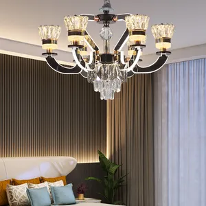 Nordic Large Hotel Led Gold Crystal Chandeliers Ceiling Luxury Modern Design Pendant Light