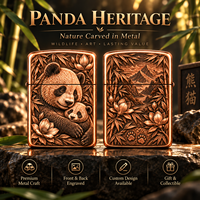 Briquet en cuivre pur 999 de 2 oz, sculpté, série Panda mignon, coloré, en relief, imprimé, collection de haute qualité