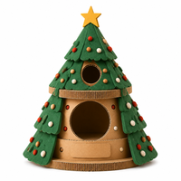 Maison pour chat en carton ondulé, griffoir en forme de cône d'arbre de Noël, 50 cm, pour intérieur