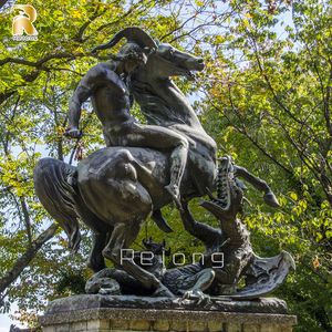 Sculpture en bronze grandeur nature de Saint George romain tuant <span class=keywords><strong>le</strong></span> dragon, homme à cheval, par RELONG - Product Image 2