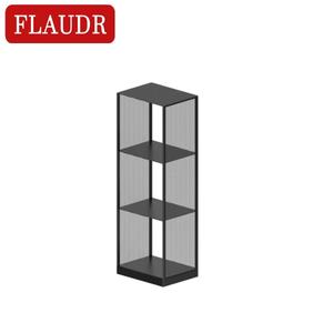 מדפים רב תכליתיים בסגנון נורדי יצירתי, מודרני ופשוט, עם משטח מתכת שחור ובסיס פלדה דק. - Product Image 1