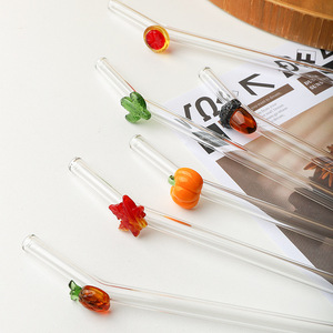 Accesorios de Pajitas de Vidrio Reutilizables, Ecológicas y de la Serie Otoño para Bebidas en Vasos de Bar, Empaquetado al por Mayor - Product Image 4