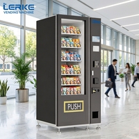 Máquinas Expendedoras de Comida Rápida LERKE, Máquina Expendedora Combinada de Bebidas Embotelladas y Fideos Instantáneos en Vaso con Cerradura de Seguridad