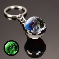 Porte-clés Système Solaire en Métal Lumineux Exquis, Neuf Planètes, Lune, Galaxie, Design Terrestre en Cristal Double Face, Art Moderne