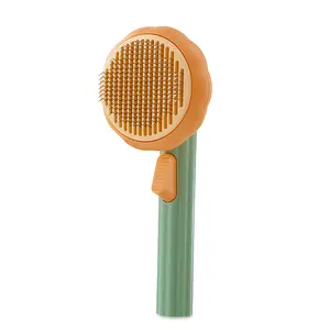 Free sample Cute sunflower design washable stainless steel cat and dog grooming comb pet hair brush