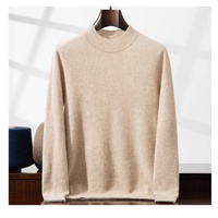 Pull en cachemire et laine à col montant pour homme, personnalisé avec logo OEM, doux et chaud, tricoté, décontracté, automne-hiver