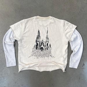 Fabricantes de Camisetas Personalizadas con Estampado, Camiseta de Manga Larga de Doble Capa con <span class=keywords><strong>Dobladillo</strong></span> sin Rematar, Estilo Francés, para Hombre - Product Image 2