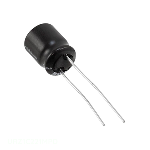 ตัวเก็บประจุแบบมีรูผ่านทางรัศมี220 uF 20% 16V ตัวเก็บประจุแบบ URZ1C221MPD 220 uF - Product Image 1