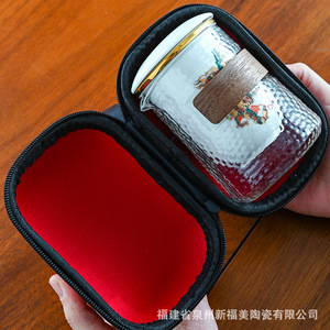 Fujian Quanzhou New Fumei Ceramic Travel Tea <b>Set</b> With Dragon Design Portable Glass <b>Teapot</b> And Cups Chinese Style Gift - Product Image 4