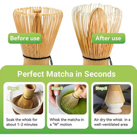 Fouets à matcha en bambou faits à la main en Chine avec logo personnalisé 2025, manche long, écologiques, réutilisables, kit de thé matcha avec boîte en kraft