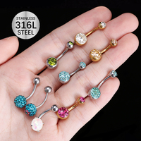 Anneau de nombril en zircon au design sphérique simple, bijoux en argent, anneau de nombril en acier inoxydable, bijoux de piercing corporel pour femmes